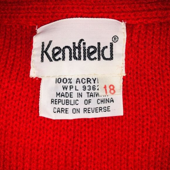 Vintage 70s Kentfield Sweater Mens S Red Cardigan V Neck Grandpa - Picture 8 of 9